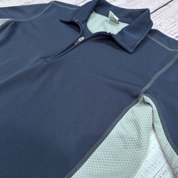 ALO Coolfit Zip Polo Shirt Men’s M Navy/Gray Mesh Panels Athletic Golf - Picture 3 of 8